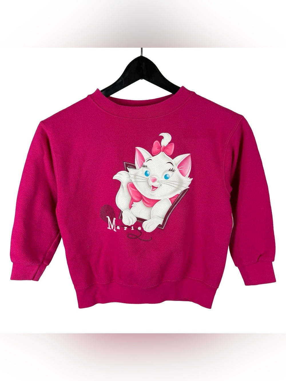 Vintage 90s Kids The Disney Store Cat Cartoon Promo Pink Sweatshirt Size XS